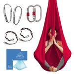 Aum Active Aerial Yoga Hammock - Durable Aerial Silk with Extension Straps, Carabiners, and Pose Guide - Aerial Silks for Home, Antigravity Yoga, Inversion Exercises, Yoga Starter Kit for All Levels