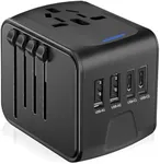 JMFONE Universal Travel Plug Adapter, 5 in 1 European Travel Plug Adapter 2xUSB-A and 2xUSB C Wall Charger with Worldwide AC Outlet,International Power Adapter for Europe USA UK AUS Asia