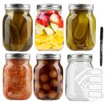 DECO EXPRESS Glass Jars with Lids Set of 6-500ml Mason Jars Airtight Leak Proof with Labels and Marker Pen - Jam Chutney Preserves Overnight Oats Storage Jars