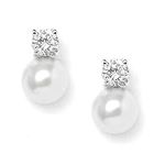 Mariell White Pearl Bridal Earrings
