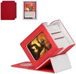 Infinity Guard MTG Deck Box with Commander Display for 120+ Single Sleeved Cards, Denim Magnetic Card Storage Box Fits for TCG CCG Magic Cards (Red&White)