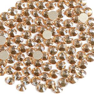 Beadsland Flat Back Crystal Rhinestones Round Gems for Nail Art and Craft Glue Fix, Golden Shadow, 4.6-4.8mm, SS20/1440pcs
