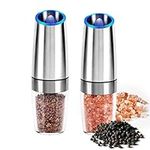 Electric Salt and Pepper Mill Sets: Stainless Steel Auto Salt and Pepper Grinder Set for Gravity Automatic Salt Mill Adjustable Coarseness Battery Power Spices Shaker for Kitchen Restaurant Picnic