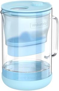 Waterdrop Large Glass Alkaline Water Filter Pitcher with 1 Filter, Enhances Alkaline Water, Eco-Friendly, 10-Cup, for Home and Office, Reduces PFOA/PFOS, Chlorine, Cadmium, Copper, Mercury, Blue