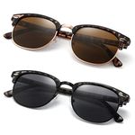 FEIVSN 2 Pack Sunglasses Readers for Men Women Vintage Full Lens Reading Sunglasses Outdoor Magnifying Glasses NON BIFOCAL 2.5x