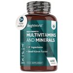 Multivitamin Tablets for Men & Women with 27 Active Multivitamins & Minerals Like Iron, Zinc, & Vitamin D - Peppermint Flavour 400 Micro Tablets - Vegan Multivitamins Nutritional Supplement