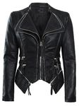 SS7 Womens Faux Leather Biker Jacket Black