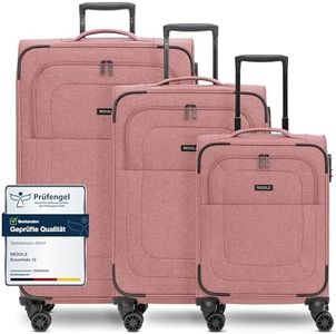 REDOLZ Koffer-Set 3-teilig für Damen & Herren | leichte & stabile Reise-Trolleys, hochwertiges Softcase, 4 Doppelrollen & TSA-Schloss |erweiterbar mit Dehnfalten (Essentials 12)