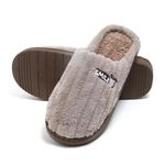 Unisex Winter Flip Flop Slipper for Men and Women Soft Faux Fur Slip On Indoor Home Slides Slipper for Bedroom Sandals (Brown UK-8)