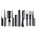 10PCS Black Hair Comb Set Professional Salon Hairdressing Styling Comb Set Multifunction Anti-Static Barbers Brush Combs Set for Women Men Kids