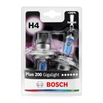 Bosch H4 (472) Plus 200 Gigalight Halogen Headlight Bulb, 12V 60/55 W, 200% more Light - Socket Type P43t - Pack of 2 Replacement Car Light Bulbs