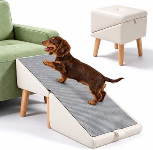 Dog Ramp for Bed and Couch, 16" High Foldable 2-in-1 Dog Ramp Ottoman, Solid Wood Frame with Non-Slip Mat, Easy to Assemble & Clean Pet Ramp, Pet Stairs Alternative Safe for Small Senior Injured Dogs