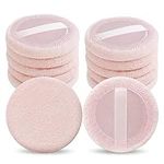 WLLHYF 12PCS Makeup Powder Puffs Pink Cotton Powder Puffs Round Powder Puff for Makeup Face Powder Velour Puffs for Loose Powder Washable