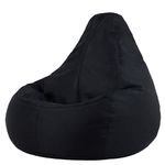 Bean Bag Bazaar Dalton Outdoor Bean Bag Chair, Black, Garden Chair, Water Resistant Fabric, Gaming Beanbag with Filling Included, Garden Seat, Outdoor Seating