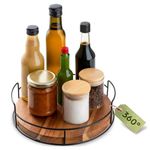 Praknu Lazy Susan Wooden Turntable - Made of Sustainable FSC® Acacia Wood - Turntable Kitchen Organiser - 360° Rotatable - Non-Slip Base - 23 cm - Spice Rack