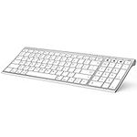 Seenda Bluetooth Keyboard for Mac, External Wireless Ultra Slim Rechargeable Keyboard with Number Keypad and Multimedia Keys QWERTY Layout for Apple iMac, MacBook, iPad, iPhone, White and Silver