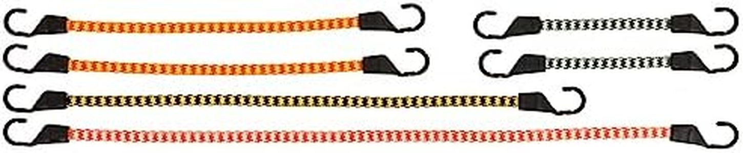 Keeper - Assorted Flat Bungee Cord in Multiple Colors, 6 Pack - 15", 25", 35”, and 45”