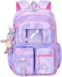 ADSON Cute Kawaii Travel School Bag|Backpack, Korean Backpack Aesthetics Large 16Inches Capacity Casual Day Pack Bookbag Rucksack School Backpack, Princess Backpack Bookbag for Girls (Purple)