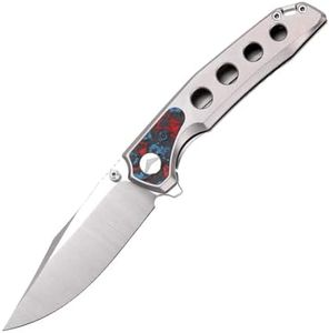 FerraMonster Folding Knife,Pocket Knife,3.46" Razor Sharp M390 Blade Survival Knife with Titanium Handle and Pocket Clip,EDC Knives for Hunting Camping Survival Outdoor Fishing Hiking-Grey&Red