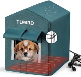 TURBRO Heated Dog House Outdoor, Insulated and Weatherproof Iron Shelter for Feral and Dogs Outside, Heating Pad Bed with 14.7ft Anti-Bite Cord, UL Test Passed, Blue