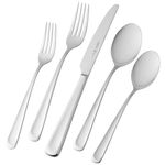 HENCKELS Silvano 53 Piece 18/10 Polished Flatware Set - Corrosion & Stain Resistant Silver-Like Lustre, 22552-353