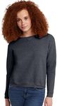 Hanes Women's V-Notch Pullover Fleece Sweatshirt, Slate Heather, Large