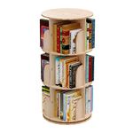 3 Tier Rotating Bookshelf, 360° Solid Wood Rotating Stackable Shelves Bookshelf Organizer for Home, Bedroom, Office- Intexca