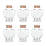 Magic Season Decorative Glass Bottles with Cork Stoppers (80 ml Heart-Shaped Bottles / 6 Pcs)