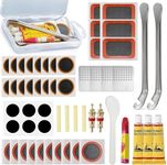 AONAT 56PCS Bike Tyre Puncture Repair Kit with Self-Adhesive Patches, Glue, Tyre Levers, Portable Storage Case for Road, Mountain, Commuter Bikes & Motorcycles