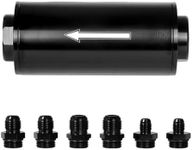 VehiMata 10 Micron Inline Fuel Filter, with 6AN 8AN 10AN Fitting Adapter 50MM Universal Black