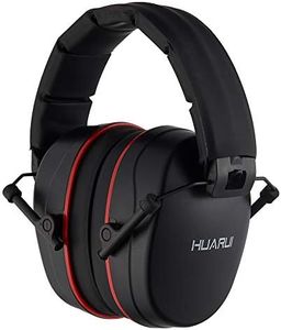 HUARUI Hearing Protection Ear Muffs SNR 29dB Noise Cancelling Headphones for Adults Kids Autism,Safety Earmuffs for Hunting,Shooting, Mowing, Construction (Black Red)