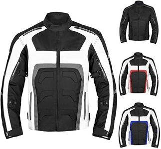 HWK Textile Motorcycle Jacket For Men Dualsport Enduro Motorbike Biker Riding Jacket Breathable CE ARMORED WATERPROOF (Grey, 4XL)