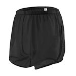 JINSHI Men's Sexy Sheer Split Side Shorts Underwear Low Rise Mesh Boxer Briefs See-Through Pajamas Black XL