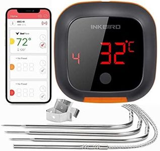 Inkbird IBT-4XS BBQ Thermometer Bluetooth Meat Thermometers, 150ft Wireless Meat Thermometer with 4 Probes, Meat Thermometer Wireless Probe for Smoker Grill Oven Kitchen Cooking