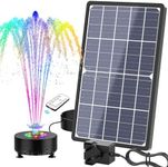 AISITIN 14W Rechargeable Solar Fountain with LED Colorful Lights, 4400mAh Battery, Remote Control & Superior Solar Glass Panels, DIY Solar Powered Water Fountain Pump for Bird Bath, Pond, Pool