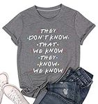 NANYUAYA Friends Shirts for Women Funny Letters Print Friends TV Show Gift Tees Casual Short Sleeve Tops Grey