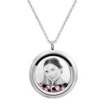 Laser Personalized Photo Floating Locket Jewelry holds Picture Pink Crystal Necklace Photo Engraving Pendant To Mom Daughter Aunt Niece Grandmother Granddaughter Sweet 16 Valentines Day Gift