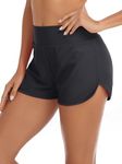 RELLECIGA Women's Black High Waisted Swim Shorts Swim Board Shorts for Women Size Large