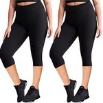 UMSIFEY Plus Size Capri Leggings for Women X-Large-4X Black Soft Tummy Control High Waist Yoga Pants 2 Pack