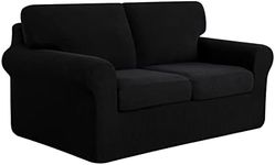 SUBRTEX 5 Pieces Stretch Sofa Slipcover Sets Couch Cover Sets Backrest Cushion Covers Furniture Protector Collection Set for Oversize Sofa Loveseat Chair Slip Covers(Medium, Black)