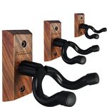 Guitar Wall Mount 3 Pack, Black Walnut Wood Guitar Hanger, U-Shaped Guitar Wall Hanger Mount, Guitar Holder Hook Stand Wall for Acoustic, Electric Guitar, Banjo, Bass, Gift for Guitar Player Men Boy