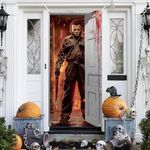 Halloween Door Banner Decorations, Halloween Door Cover For Horror Birthday Party Decorations, Classic Movie Character Door Decor Scary Halloween Party Photo Background Banner for Halloween Front Door