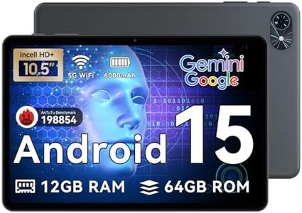 Tablet 2025 Latest Android 15 Tablets, 10.5 inch Tablet with HD+IPS Display, 12(4+8) GB RAM+64GB ROM/ 2TB TF, Gemini AI 2.0, GPS, 5G WiFi, 2.0GHz CPU & 5MP Camera, 6000mAh, GMS Certified