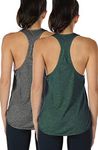 icyzone Workout Tank Tops for Women - Athletic Yoga Tops, Racerback Running Vest Top, 2-Pack (M, Charcoal/Army)