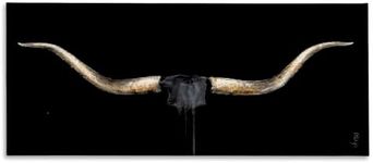 Stupell Industries Bull Horns Shadow Black Brown Animal Painting, Design by Third Wall Art, 10 x 24, Canvas