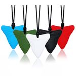 Sensory Chew Necklaces for Kids, Shark Tooth Silicone Chewy Necklace 5 Pack for Autism/ADHD/SPD, Autism Sensory Toys Reduce Chewing Fidgeting for Boys Girls Adults Chewer