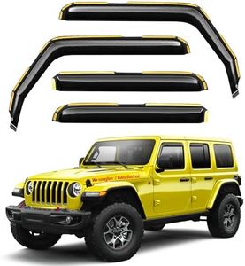 Deejecsun in-Channel Window Rain Guards Fit for Jeep Wrangler JL 2018-2026/Gladiator 2020-2026 Extra Durable Window Deflectors Vent Visors Shades Exterior Car Accessories Visors Rain Guards