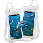 WenYa Waterproof Phone Case for Swimming, 2 Pack IPX8 Waterproof Phone Pouch with Double Air Bag for iPhone 15 14 13 12 Pro Max Xs Max XR X 8 7 6S Plus SE, Galaxy S23 S22 S22+ S21 FE up to 7" White