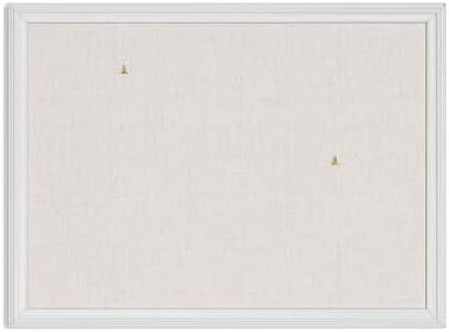 U Brands Farmhouse Linen Bulletin Board, 23"x17", White Wood Style Frame, Industrial Grade Pinning Surface