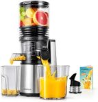 Cold Press Juicer, Upgraded AC Motor Masticating Juicer, Food-Grade Stainless Steel Auger, BPA-FREE Slow Juicing Extractor Machine with Easy Clean 5.8" Feeding Chute for Whole Vegs and Fruits